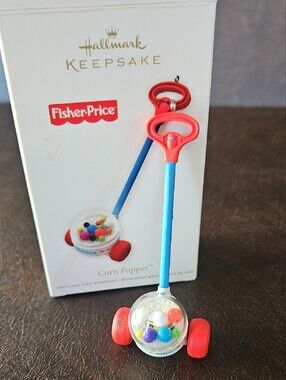Hallmark Fisher-Price Blue Push Stick Ornament with Red Handle